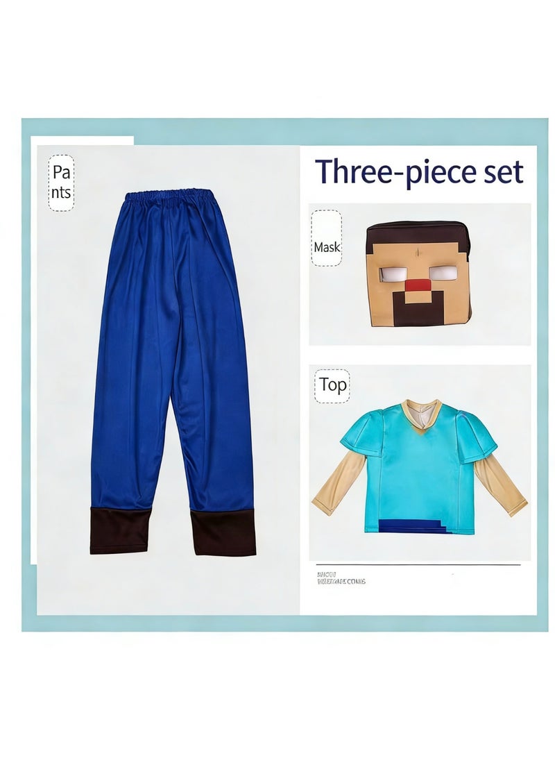 Minecraft Blue World Set character costume, tough guy outfit, Halloween children's costume, Blue World Set, XL size Minecraft Diamond Set Character Costume, for Kids Party - Image 3